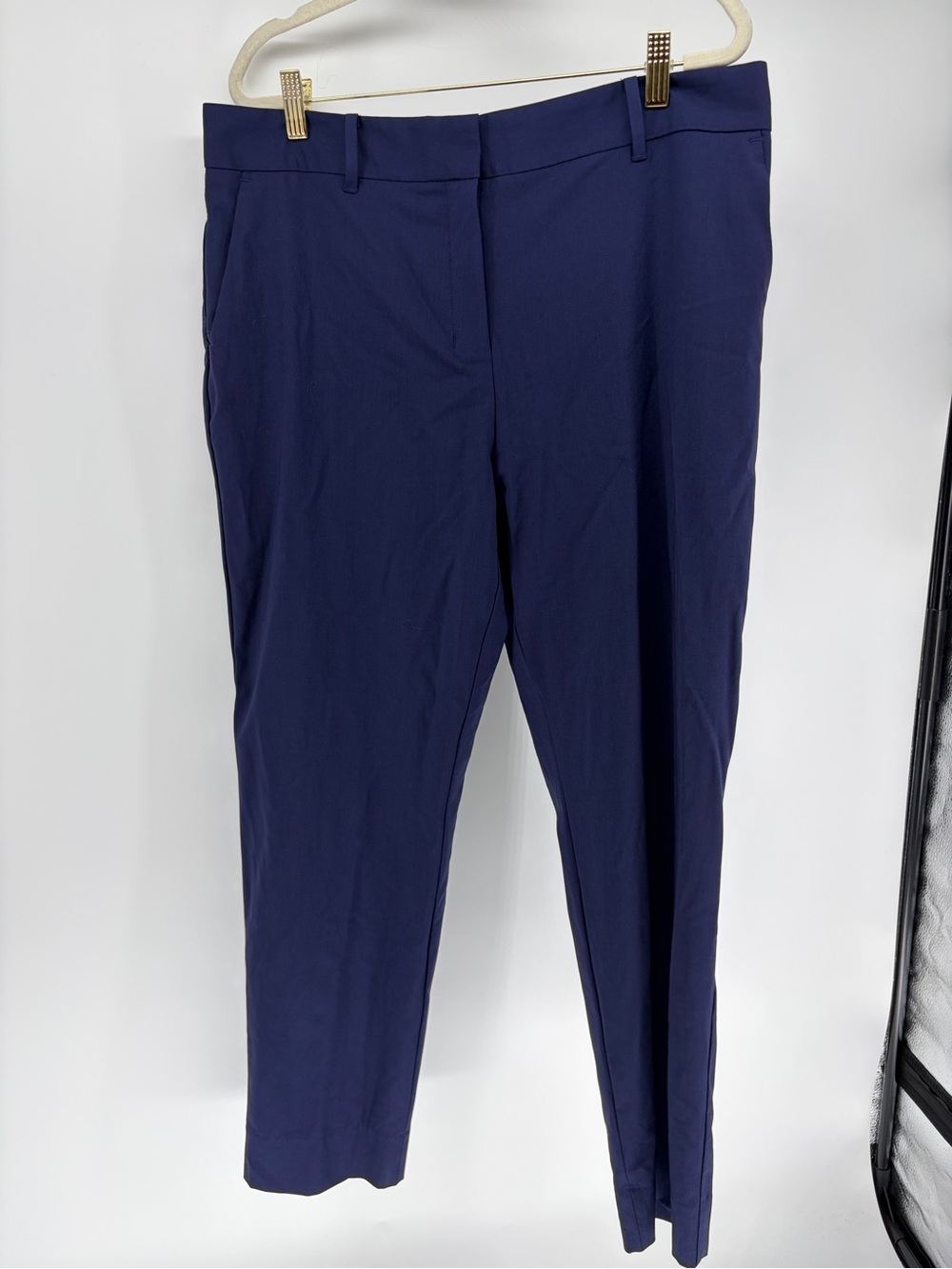 MM.LaFleur Wool Navy Slim Tailored Trousers Sz 14 High Rise Ankle Length